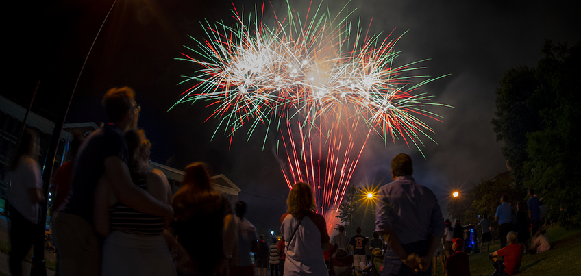 Fireworks at the Sesquicentennial celebration during Alumni Reunion