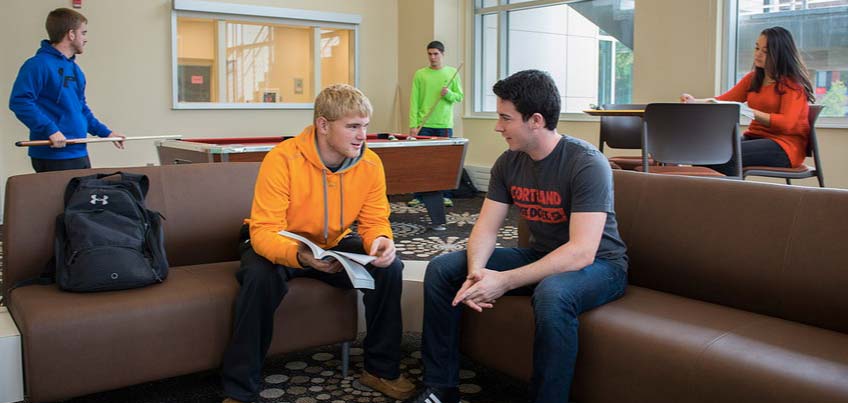 Students hanging in the common room