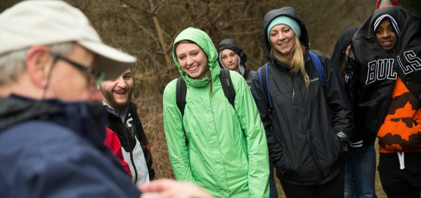 Students in an outdoor classroom setting