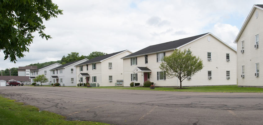 View of West Campus Apartments from the parking lot