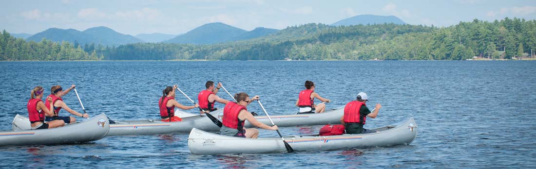 Students canoeing at Raquette Lake