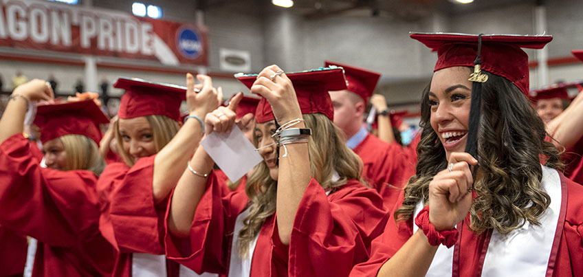 students moving their tassels