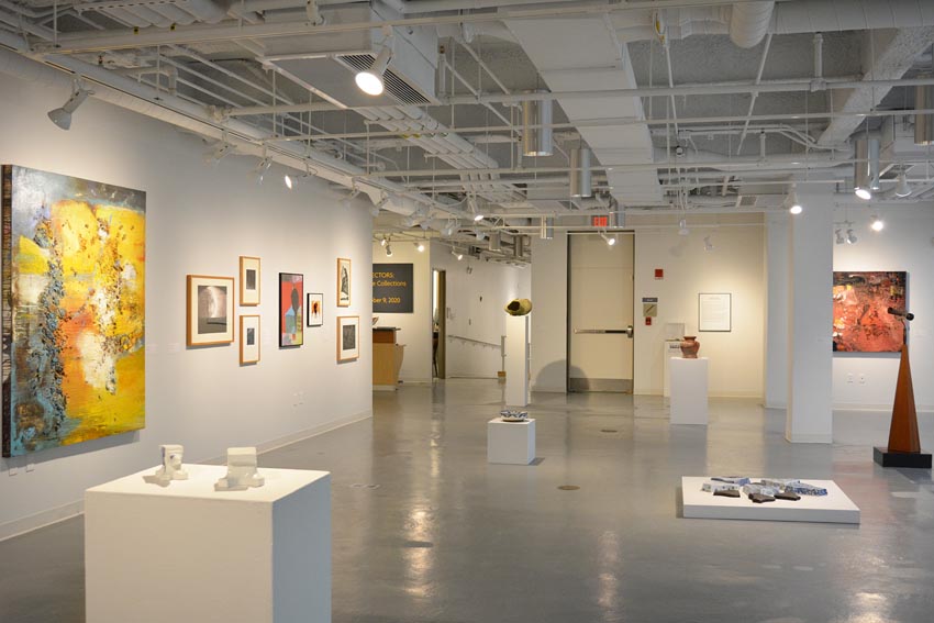 Central space floor view at Dowd Gallery SUNY Cortland. 